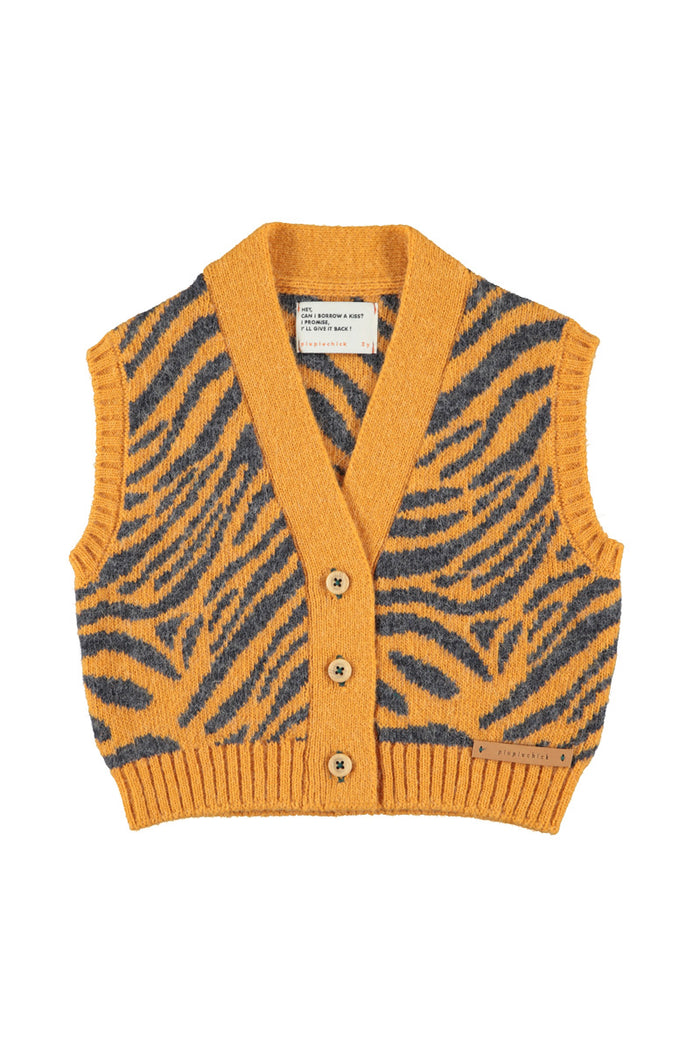 Waistcoat Orange with Zebra Print
