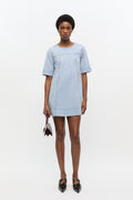 Washed Stretch Cotton A-Line Mini Dress