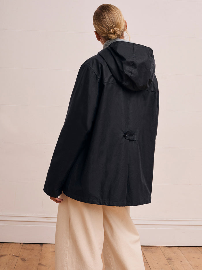 Waxed Cotton Pleat Back Jacket