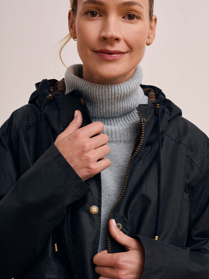 Waxed Cotton Pleat Back Jacket