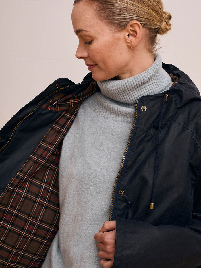 Waxed Cotton Pleat Back Jacket