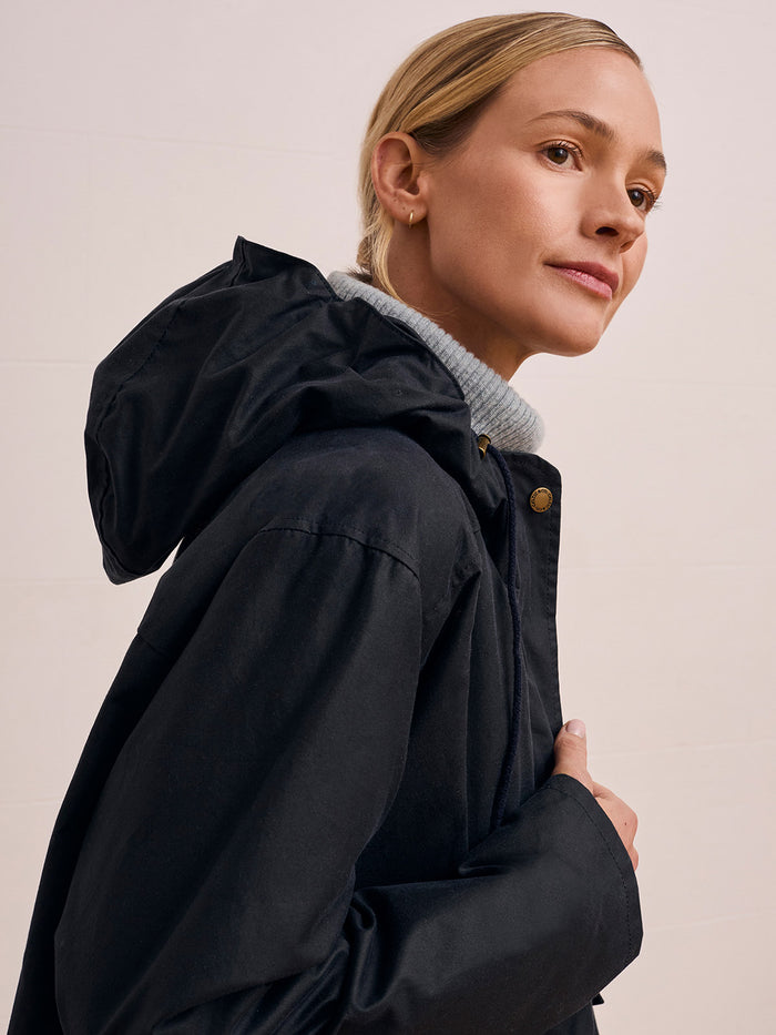 Waxed Cotton Pleat Back Jacket