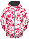 White Blood Print Unisex Zip-Up Hoodie Nakari Studios Epic Hoodie