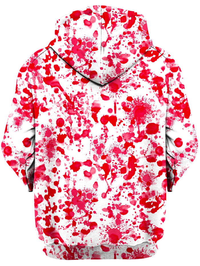 White Blood Print Unisex Zip-Up Hoodie Nakari Studios Epic Hoodie