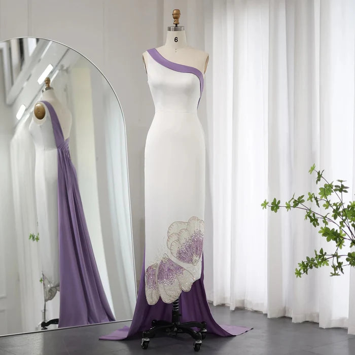 White Lilac Butterfly Luxury Evening Dresses SS475