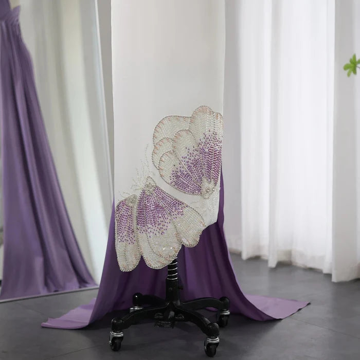 White Lilac Butterfly Luxury Evening Dresses SS475