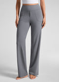 CRZ YOGA Women's Work High Rise Pocket Wide Leg Faux Fly Pant 30" Solar Grey