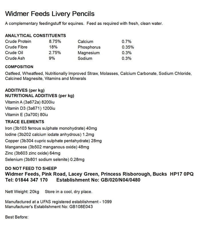 Widmer: Livery Pencils 20kg