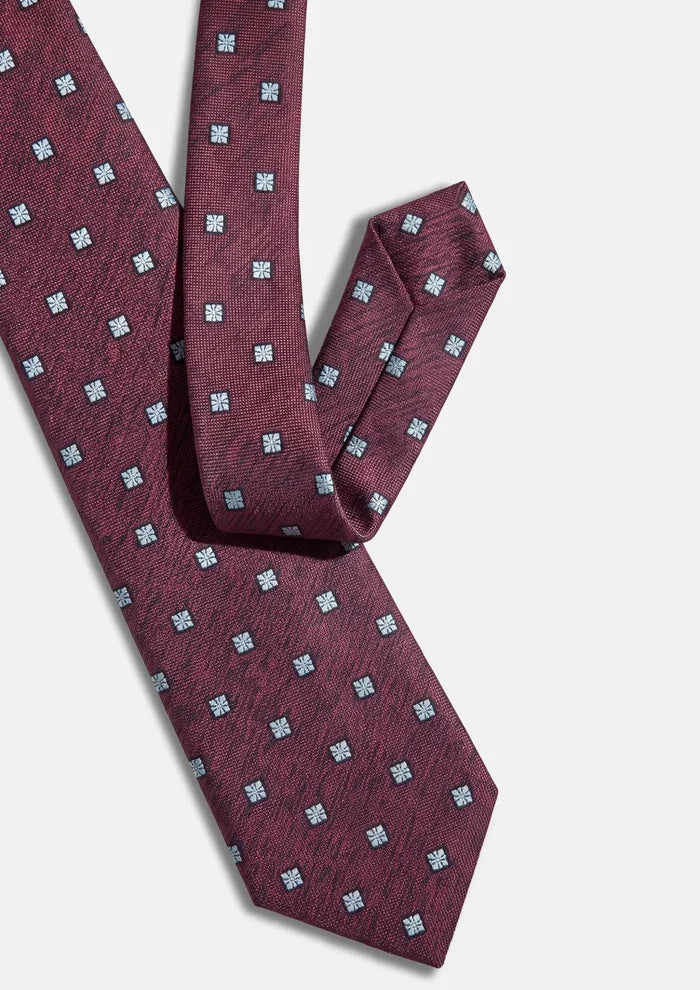 Wine Red Geometric Floral Tie - SARTORO
