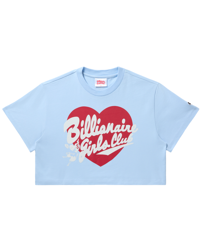 Womens Script Heart Cropped Tee