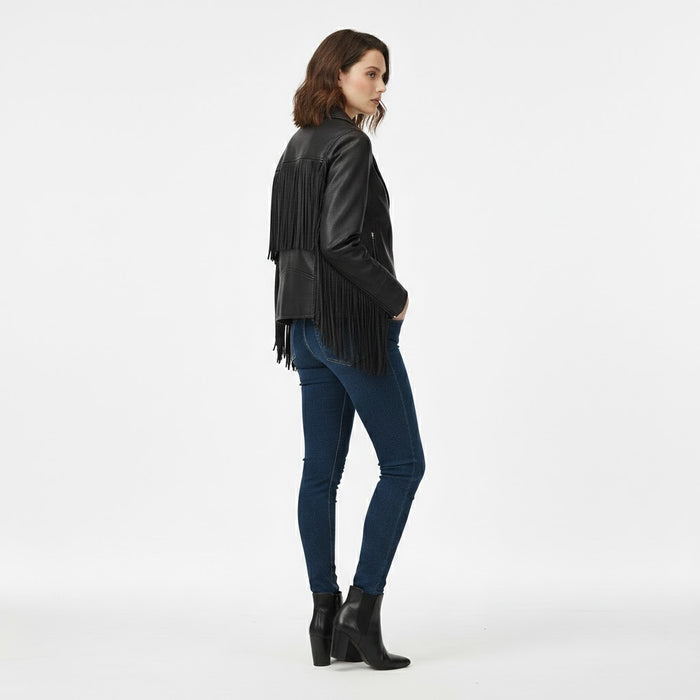 Women's Stylish Fringe Western Leather Jacket