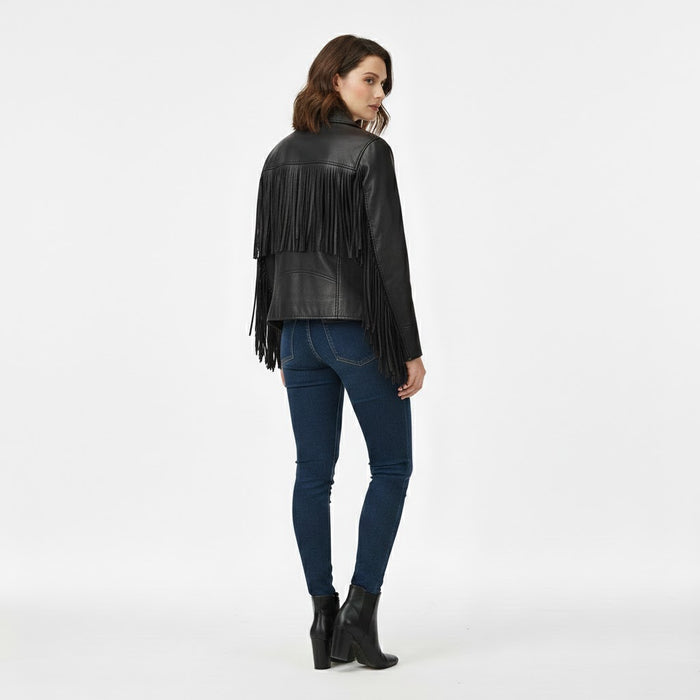 Women's Stylish Fringe Western Leather Jacket
