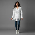 Women's White Suede Leather Fringe Jacket