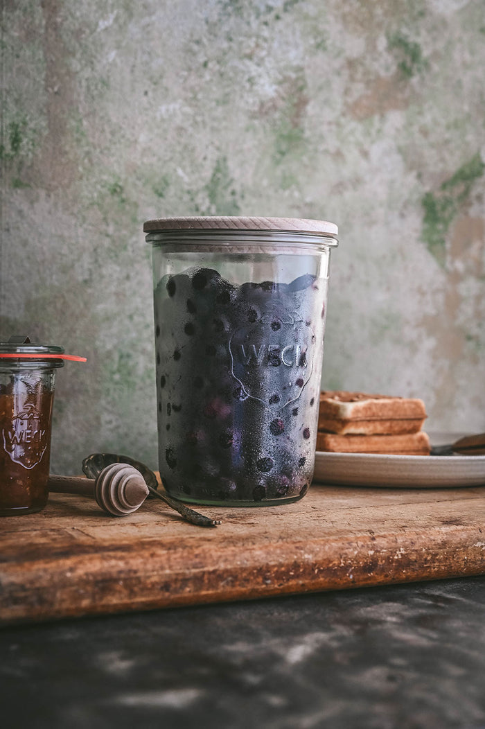 Wooden Top Glass Storage Jar