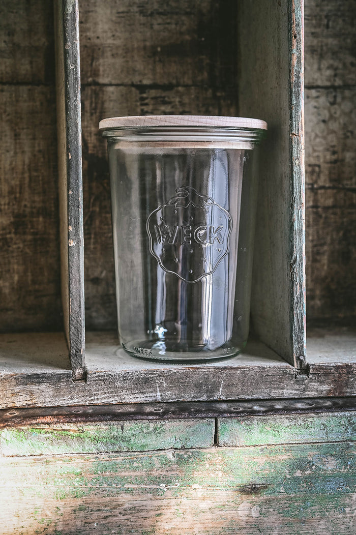 Wooden Top Glass Storage Jar