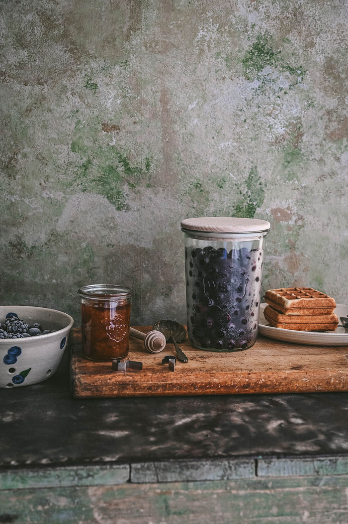 Wooden Top Glass Storage Jar