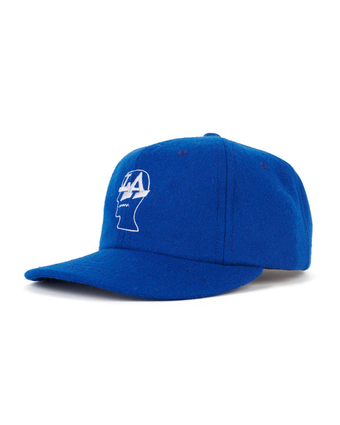 Wool Flannel LA Logo Head 6 Panel Hat - Blue