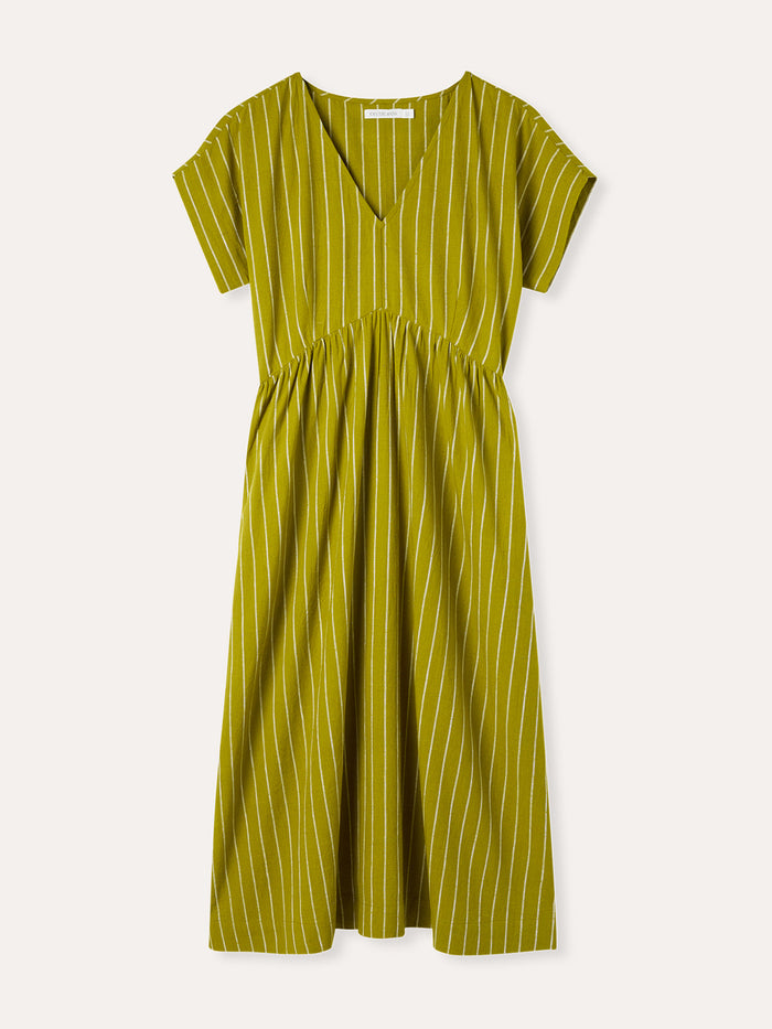 Wrap Waist Stripe Midi Dress