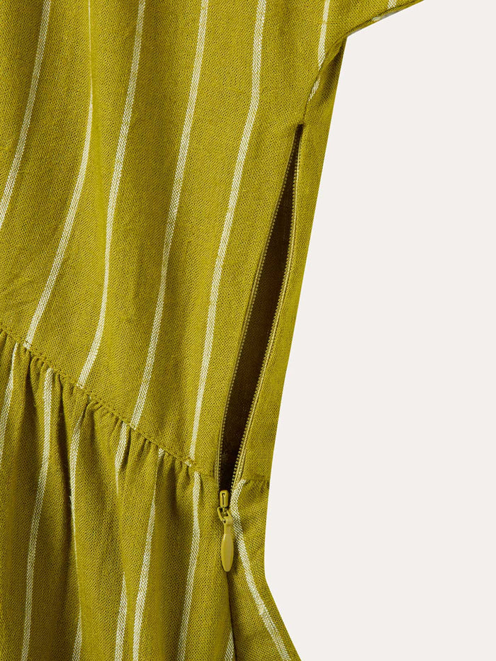 Wrap Waist Stripe Midi Dress