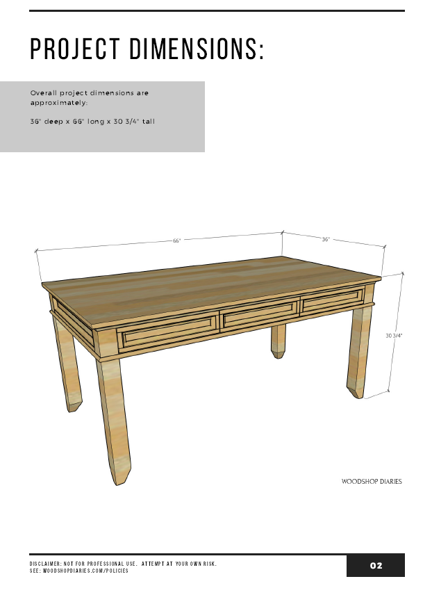Writing Desk Table PDF Plans