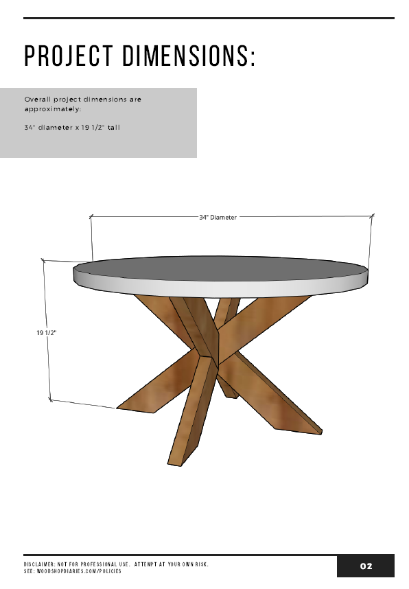 X Base Round Coffee Table PDF Plans