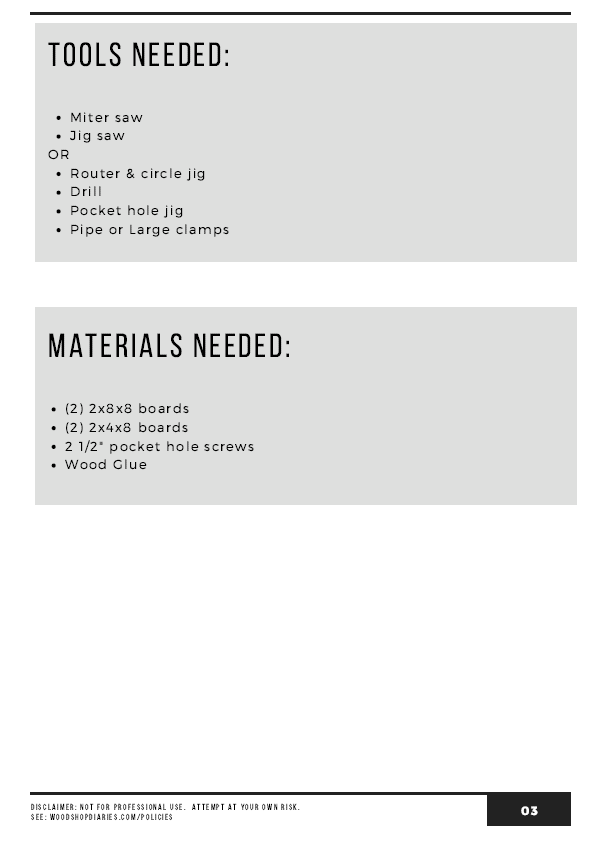 X Base Round Coffee Table PDF Plans