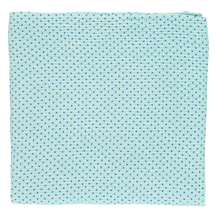 XXL swaddle / blanket | mint w/ blue little hearts